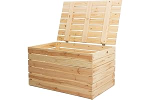 Stor ljus träkista 80-tal med lock, 80 x 50 x 39 cm, bröllop, skattkista, leksakslåda, trädgårdslåda, bänk, förvaringsutrymme