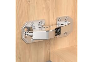 Furniware 4 Stück 90° Softclose Scharniere für Schranktüren, Schrankscharnier, Kein Vorbohren Schranktür Küchenschrank, Kleiderschrank Scharnier, Einfache Installation, Möbelscharnier mit Dämpfer