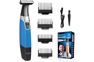 KEMEI Rasoio elettrico, rasoio da uomo, impermeabile, per la toelettatura della barba, senza fili, ricaricabile tramite USB, per la rimozione dei capelli, per sopracciglia, barba e viso, per uomini e donne,