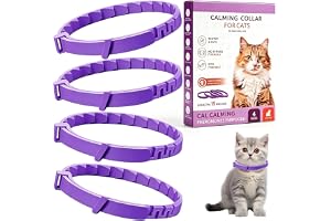 Förpackning med 4 lugnande katthalsband - Feromonhalsband för katter mot stress, snabb avkoppling vid ångest och oro, justerb
