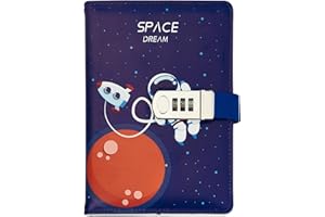 NectaRoy Diario Segreto con Codice, A5 Diario di Viaggio(Goffratura Astronauta Spaziale), Taccuino in Pelle Travel Journal Notebook per Scuola d'ufficio Studenti Regalo di Compleanno, 210x145mm
