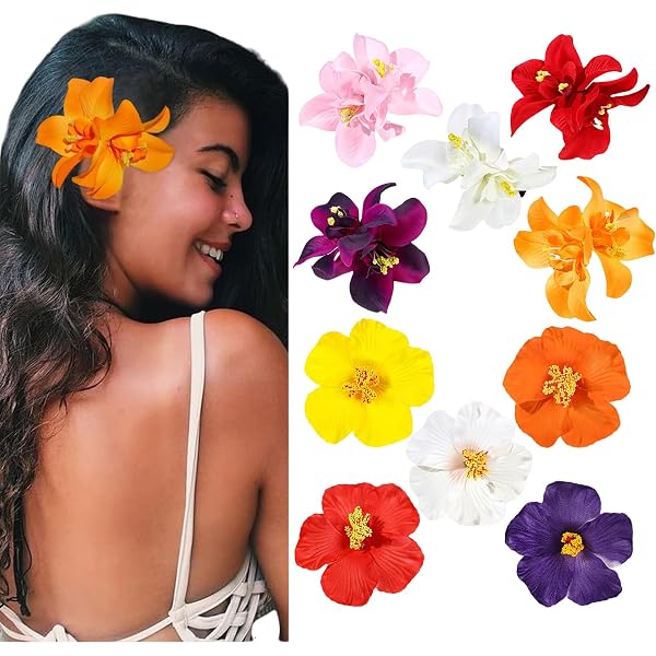 4 Stück Hibiskus-Haarspangen – Hawaiianische Blumen, Tropische Deko Für Strand & Party