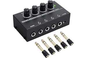 Neoteck HA400 Amplificatore Per Cuffie a 4 Canali Ultracompatto Amplificatore per Cuffie Stereo con 5 PZ Adattatore Audio Jack da 6.3mm a 3.5mm