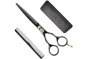 CIICII Tijeras Peluqueria Profesional, 6,5" Tijeras de Peluqueria/Tijeras Entresacar Peluqueria Tijera Barbero para Corte de Pelo (Negro) para Corte de Pelo Bricolaje