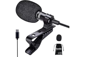 Fyvadio USB C Mikrofon, Lavalier-Mikrofon Typ C, Externes Ansteckmikrofon Typ C für Videoaufnahmen, YouTube Vlog ASMR Interview auf iPhone, Ipad und Android Typ-C Gerät (2M)