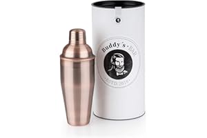 BUDDY´S BAR Buddy's Bar - Bar-Shaker "Classic", shaker da 700 ml di alta qualità, shaker per cocktail, sicuro per gli alimenti, confezione regalo inclusa, rame antico