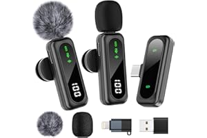 FSXEU Kabellos Lavalier Mikrofon für iPhone/Android/Pc, Mini mikrofon mit Rauschunterdrückung, kompatibel für Videoaufnahmen, Vlog, Interviews, YouTube, Tiktok
