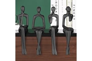 MASVAN Black Home Decor Abstract Thinker Statues, Modern Bookshelf Sitting Figurines, Resin Sculpture Collectible Accents for Office Coffee Table Living Room Shelves Decoration,Black