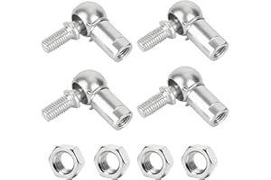 Gkhlg 4 Pcs Self-Lubricating Carbon Steel Angle Ball Joint Socket End Fitting with Right Hand Male Thread Corrosion-Resistant Ball Bearings (4×Right Hand Male)