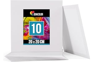 Zenacolor Toiles à Peindre 20x20cm - 10 Canvas Coton sans Acide - Tout Type de Peinture sur Toiles