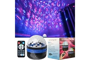 COMEHOME Mini Projecteur de Boule Disco Enfant Rechargeable Lumière Disco, Son Activé Projecteur Bébé d'ondes d'eau Veilleuse Plafond, Led Rotation Boules à Facette Cristal Vagues d'eau Lampe Disco Fête Fille
