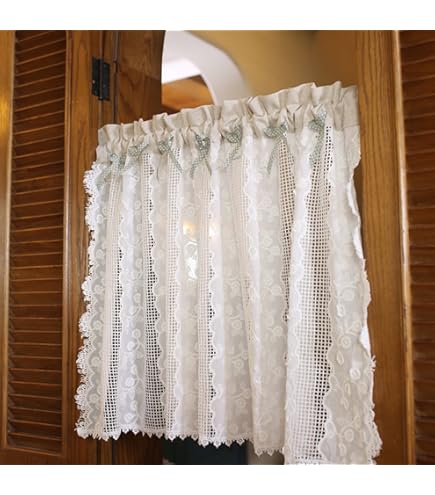 Tenda In Pizzo Bohemienne Per Finestre Piccole - Cotone Beige Trasparente Per Cucina, Bagno E Lavandino - Foto 12