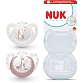 NUK First Choice Baby Pacifier | 0-6 Months | Orthodontic Pacifiers | Soothe 99% of Babies** | Penguin/Giraffe | 2 Pack