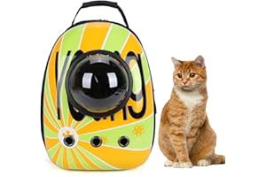 MYKOMI Pet Travel Carrier, Cat Dog Dome Space Capsule Bubble Backpack, Portable Waterproof Breathable Knapsack for Hiking, Traveling (stripe)