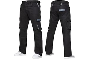 989Zé ENZO Mens Cargo Combat Jeans Casual Cotton Denim Straight Leg Pants Trousers