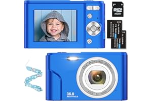 NICAMERY Compactas Cámaras Digitales 2,4‘’ 1080P 36 MP HD Camara Fotos Recargable Cámara para de Bolsillo Cámaras Digitales con Zoom 16X Camara Compacta con Tarjeta SD, para Niño,Adulto (Azul)