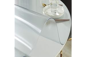 KDDEON Mantel Transparente Mate Redonda para Oficina en Casa,Cubierta de Protector de Mesa de PVC Impermeable/a Prueba de Aceite,para Alfombrillas de Silla,Mesitas de Noche,Baño (110cm/43in)