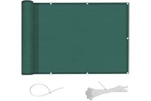 AXT SHADE Frangivista Balcone per Protezione Privacy Balcone 90x500cm in 185g/㎡ HDPE,Protezione UV,con Occhielli e Fascetta,Verde Scuro