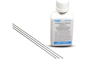 BENGS MODELLBAU 3 aste argentate da 1 mm con flusso da 50 ml, lotto duro argento con 55% argento lotto L-Ag55Sn lunghezza 500 mm