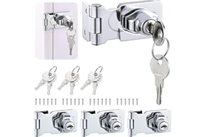 Gueenky 4 Piezas Cerrojo de Candado de Acero Inox, 2,5 Pulgadas Cerradura de Armario con Llave y Tornillo Candado Puerta para Muebles Cajones Casilleros