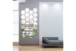 SHAPPY 24 Pieces Removable Acrylic Mirror Setting Wall Sticker Decal for Home Living Room Bedroom Decor (Hexagon, 24 Pieces)