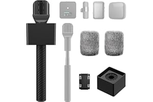 TONOR Mango de Micrófono Wireless DJI RODE, Pie de Longitud Ajustable para Micrófono Lavalier, Rig con Bandera de Canal, Agarre de Goma, Silenciador de Viento para Vlog, Reportajes, Entrevistas, TP40
