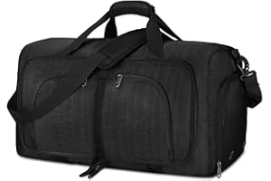 NEWHEY Bolsa de Viaje Plegable 40L 65L 80L Grande Bolsa de Deporte Impermeable Ligera Bolsa de Fin de Semana con Compartimento Zapatos para Hombre