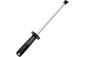 SHARPAL 118N Ceramic Knife Sharpener Sharpening Rod, Honing Steel with Anti-Breaking Cap 25 cm / 10 Inch (Pure Ceramic 3000 Grit) Black and White