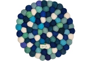 Grült Home Topfuntersetzer - Filz untersetzer für Tassen, Töpfe, Pfannen und Tassen handgefilzt in Nepal (Blau, Circle 20 cm)