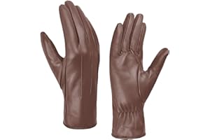 Harssidanzar Gants en cuir femme hiver Doublure chaude en cachemire Écran tactile Fini vintage GL017EU