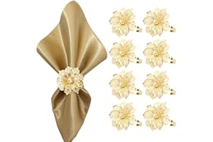 Lvjkes 8 Piezas Servilletero, Forma de Hoja Dorado servilletero de Mesa, Metal servilleteros Individuales, para Boda, Banquete, Aniversario, Fiesta, cumpleaños, Festival,decoración de Mesa (Dorado-1)