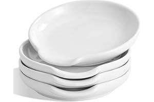 Swuut Ceramic Spoon Rest Set of 4,Spoon Holder for Spatula,Tongs,Gadgets,Coffee Spoon,Spoon Cradle for Stove Top,Kitchen Counter(Whitex4pcs)