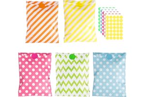 ‎YOOSSO 50 Stück Butterbrottüten, Candy bar Tüten Bunt Papiertüten Klein Geschenktüten Klein Mitgebsel Tüten Geschenktüten Kindergeburtstag Weihnachtstüten zum Befüllen (175 Aufkleber)