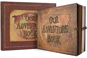JIMBON Fotoalbum zum Selbstgestalten, Unser Abenteuerbuch Handgemachte Fotobücher DIY Scrapbook Groß Mit 180 Seiten, Scrapbook-Album Für Familien Hochzeit (25 * 20cm) (Brown)