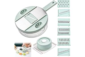 BAFLOVGA 6 IN 1 Mandolina per Verdure, Taglia Verdure Manuale con 6 Lame in Inox, Affetta Verdure, Grattugia Verdure, Grattugia per Verdure, Affettaverdure per Cipolle Pomodori Carote Cetrioli
