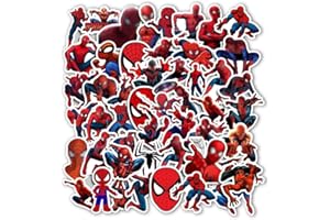 FINEDECO 50 Pcs Spider Stickers for Kids, Superhero for Water Bottle, MacBook, Car, Bumper, Luggage, Laptop, Phone, Skateboard Vinyl Stickers, Waterproof