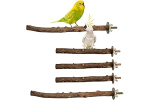 UNPOTEN Sitzstangen Vögel, 5 Stück Vogelstange aus Holz, Sitzstangen für Wellensittiche, Kanarienvogel, Agaporniden Naturholzstangen für Wellensittich, Kanarienvogel (Holzfarbe, 2, 25cm)