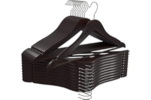 Utopia Home Perchas de Madera Calidad Antideslizantes con Ranuras para los Hombros - Perchas de Larga duración y Delgadas para Abrigos, Trajes, Pantalones y Chaquetas (Acabado Walnut, Juego de 20)