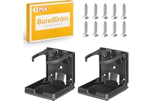 BondEron 2 Stück Universal Klappbarer Getränkehalter Verstellbar 60-100mm, Becherhalter Cupholder für Boot Wand Auto Wohnmobil LKW, Schwarz