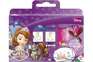 Multiprint Valigetta 7 Timbri per Bambini Disney Sofia, 100% Made in Italy, Set Timbrini Bimbi Personalizzati, in Legno e Gomma Naturale, Inchiostro Lavabile Atossico, Idea Regalo, Art.07882
