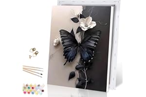 Galmcook Malen nach Zahlen Erwachsene mit Rahmen Schmetterling - paint by numbers adult Set mit 4 Pinseln und Acrylfarbe - DIY Ölgemälde Set für Anfänger und Erwachsene 30x40cm mit Rahmen