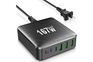 CEHENCY Caricatore USB C,167W GaN Caricabatterie USB C Rapido,6 Porte Caricatore USB Multiplo,Alimentatore USB C Compatibile con MacBook Pro/Air,iPad Pro,iPhone 14 Pro Max/14/13/12,Samsung Galaxy/Note,Xiaomi