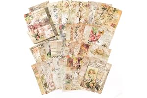 SHANFAA 100 Stück Scrapbooking Papier Deko,Vintage Blume Bastelpapier Dekopapier,Scrapbooking Zubehör,Journal Zubehör Papier,Scrapbooking Papier für Notizbuch Kalender Fotoalbum Tagebuch