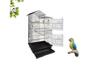 ACXIN Vogelkäfig Groß mit Vogelspielzeuge Käfigspielzeug Vogelkäfig Wellensittich Käfig Rattenkäfig Papageienkäfig mit Holzstangen 46 x 35,5 x 99cm