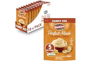 Idahoan Perfect Mash Potato Cheddar & Cheese Family 183g - Gluten Free Instant Mash Potatoes Cooks in 1 Minute Ready to Eat