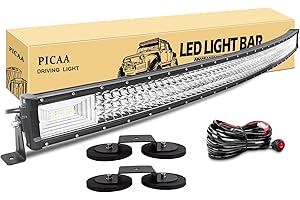 PICAA Barre Led, 7D Triple Rangée Incurvé 50 pouces 130cm 675W Rampe a led barre de led avec de Support d'installation magnétique, hors route Voiture Véhicules 4x4 SUV ATV Camion 12V