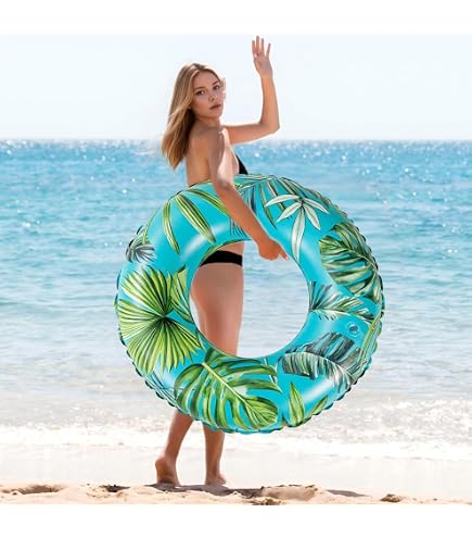 Bouée Piscine Gonflable Avec Paillettes – Anneau 80 Cm – PVC Résistant – 2 Bouées + Pompe – Pour Adultes Et Enfants