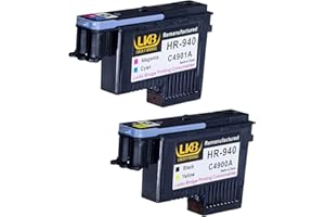 Cabezal de impresión Hp 940 Lucky Bridge HP940, Printhead 2PK, C4900A, C4901A, remanufacturado, compatible con HP Officejet, Pro 8000, 8500A, 8500A, Plus 8500A Premium
