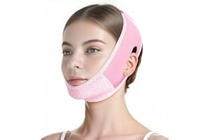 GOZHICORE Maschera Doppio Mento Contorno Viso Donna e Uomo,Maschera V-Line Facciale Riutilizzabile, Fascia Lifting per Doppio Mento, Cintura per il Sollevamento del Viso, Regolabile, Rosa
