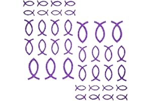 OBLIQUE UNIQUE Oblique-Unique® 38 Stück Fisch Glitzer Effekt - Farbe wählbar - zum Verzieren oder Aufkleben oder Einkleben von Karten - Kommunion Taufe Deko Tischdeko (Lila)